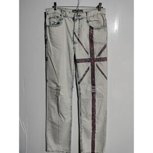 Thrill Jeans light color UK flag design men waist size 32/30
